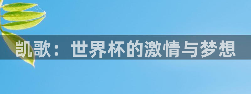 世界杯亚洲区预选赛赛程：凯歌：世界杯的激情与梦想